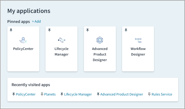 Showcasing the feature of pinning applications within Guidewire Home to further customize your view.